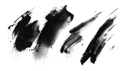 Grunge badge brush, hand drawn black color paint sticker on transparent background