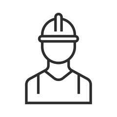 Engineer icon vector. Builder illustration sign editable stroke outline icon isolated on white background flat vector illustration