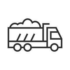 Coal Truck outline icon, editable stroke isolated on white background flat vector illustration