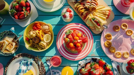 Savor the Morning Vibrant Brunch Delights on Sunlit Patio Table