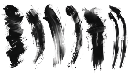 Grunge badge brush, hand drawn black color paint sticker on transparent background