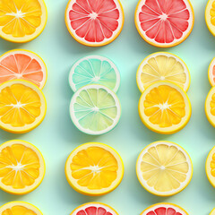 pattern of citrus slices on a blue background