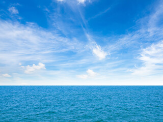Obraz premium Nature Ocean Background Texture Surface Blue Sea and Horizon Nature Summer Tropical, Beauty View Landscape Shore Island Cloud Clear Sky Light Day Card Travel Holidays Tourism, Deep Water Backdrop