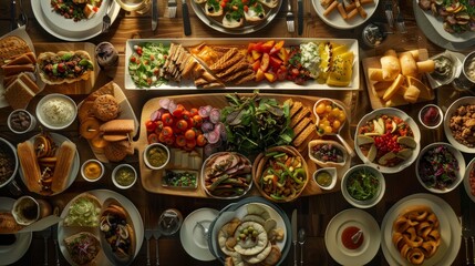 Diverse Delights A Vibrant Fusion of Global Flavors on a Festive Buffet Table