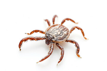Close-up of a tick on a white background, isolated insect shot