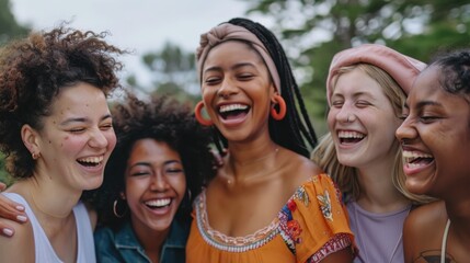 Fototapeta premium A Group of Joyful Women Celebrating Friendship and Unity,Embracing Diversity