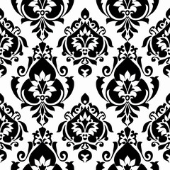 Seamless vintage floral wallpaper with yellow flowers and ornate leaf decorations