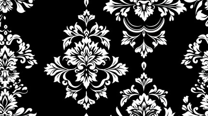 Fototapeta premium Seamless vintage floral wallpaper with yellow flowers and ornate leaf decorations