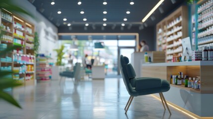 Modern Pharmacy Ambiance A Tranquil Space for Health and Wellness