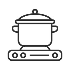 Cooking pan outline icons, editable stroke isolated on white background flat vector illustration