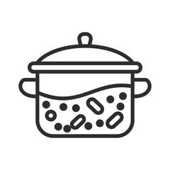 Cooking pan outline icons, editable stroke isolated on white background flat vector illustration