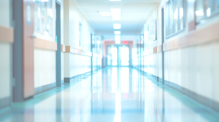 Soft-blur of a university corridor with academic posters and bulletin boards lining the walls