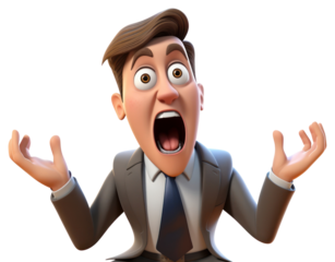 PNG Screaming businessman cartoon white background frustration.
