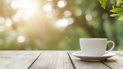 Fototapeta premium Serene Outdoor Breakfast Amid Nature's Beauty
