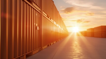 Serene Sunset Over Empty Container Parking Lot