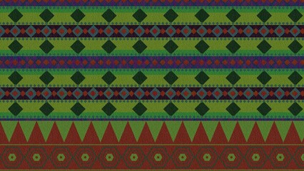 a colorful pattern with a green background Thai fabric pattern