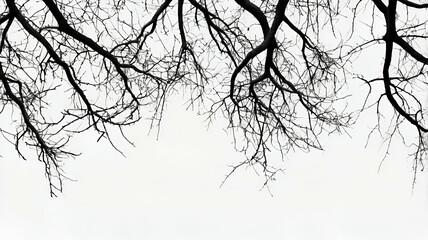 Fototapeta premium Dead branches silhouette, dry tree,black and white ,life less trees.