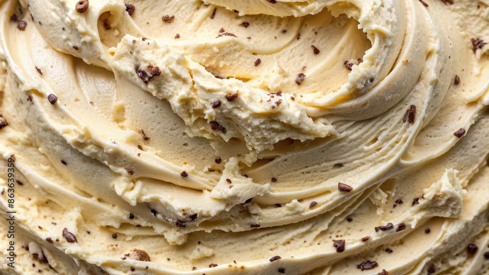 Poster Close up top view of creamy stracciatella ice cream gelato texture, stracciatella, ice cream, gelato, summer