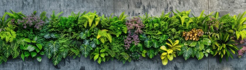 Vertical garden with lush green foliage