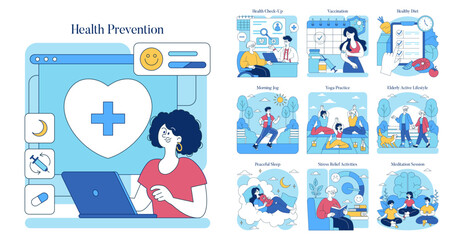 Fototapeta premium Health Prevention. Flat Vector Illustration