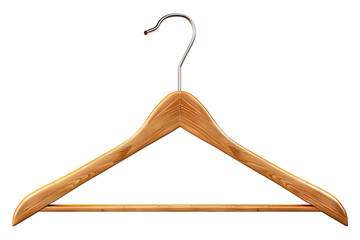 Wooden hanger isolated on transparent background