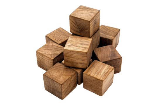 Wooden cubes isolated on transparent background