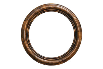 Wooden round frame isolated on transparent background