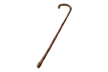 wooden walking stick isolated on transparent background