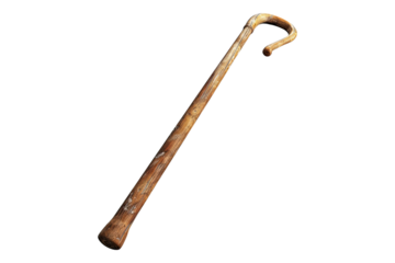 wooden walking stick isolated on transparent background