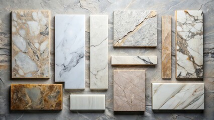 Rectangular marble slabs with broken edges of various shapes , marble, slabs, broken edges, shapes, natural, stone