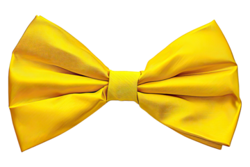Yellow bow tie isolated on transparent background