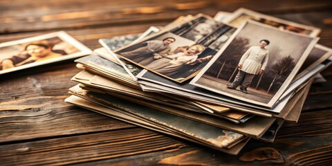 A stack of nostalgic and treasured old photos , memories, vintage, nostalgia, photographs, family, history, album, stack