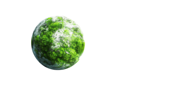 Green planet , Save Earth green concept on transparent background