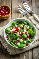 A plate of fresh spinach salad with cranberries and feta cheese, ideal for the DASH diet. This vibrant salad is a healthy and delicious option.