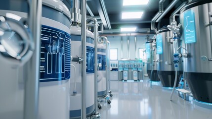 Obraz premium Cuttingedge Biotech Fermentation Science in Motion with Digital Monitoring