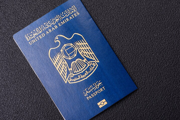 Physical paper international passport of a citizen of the United Arab Emirates