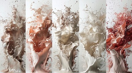 The image is a series of four paintings, each with a different color scheme