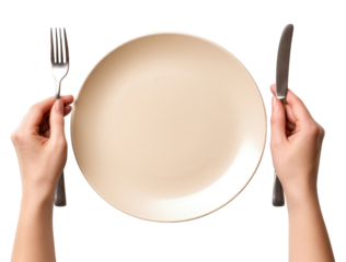 PNG Plate knife fork holding.