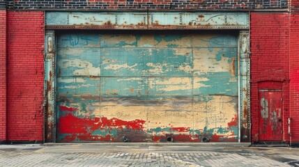 Naklejka premium A brick wall with a large painted advertisement from the 1920s.
