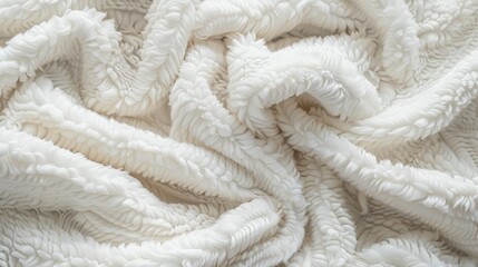 White plush fleece fabric texture background
