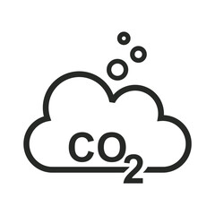 CO2 carbon emission outline icon. editable stroke isolated on white background flat vector illustration