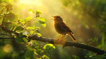 Obraz premium bird singing in the morning