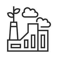 Green factory outline icon, editable vector illustration and transparent graphic element. Isolated on white background