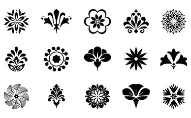 Flowers icon set. Flowers isolated on transparent background. Flowers in modern simple. Cute round flower plant nature collection. Vector illustrator