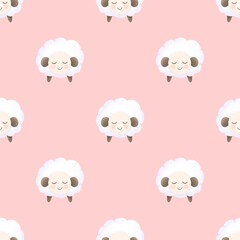 a pattern with sheep on pink background