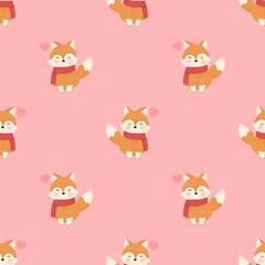 a pattern with foxes on pink background