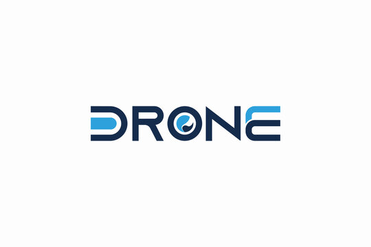 drone text illustration logo design