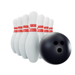 Bowling pins and ball 3d icon sports