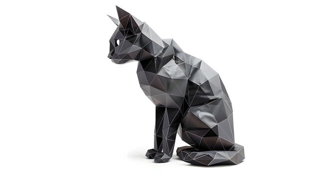Geometric Feline Composition Isolated on White Background