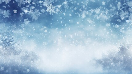 Fototapeta premium Abstract winter background with snowflakes and bokeh.